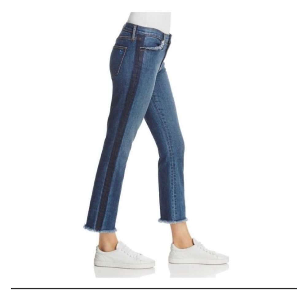 NWT Tory Burch Harley Ankle Jeans Size 23 Two-Tone Raw Hem Cropped Denim